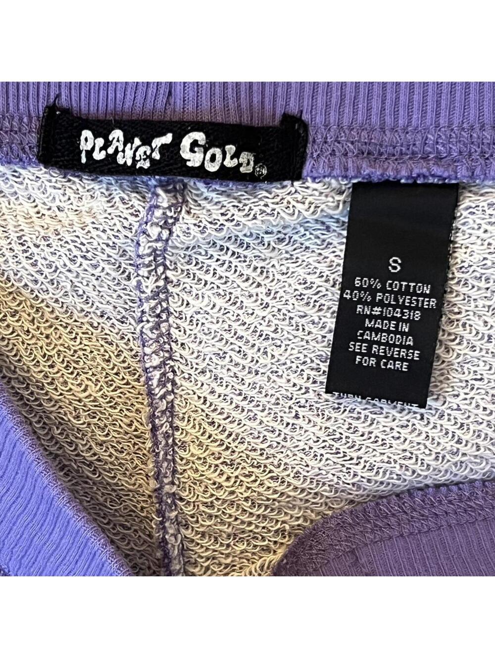 Purple Y2K Planet Gold low rise graphic capri sweatpants size small 💜 - Picture 8 of 8